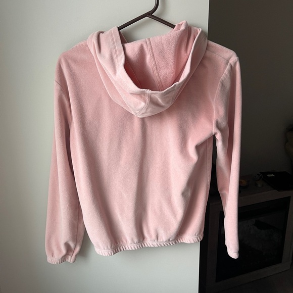 George Cherry Bedazzled Pink Velvet Velour Zip Up XS/S - Picture 4 of 4